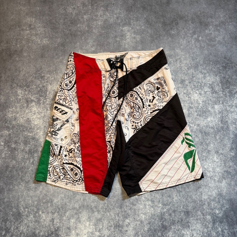 Reef Bobby Martinez Signature Series Board Shorts Men 32 Paisley Colorblock Surf